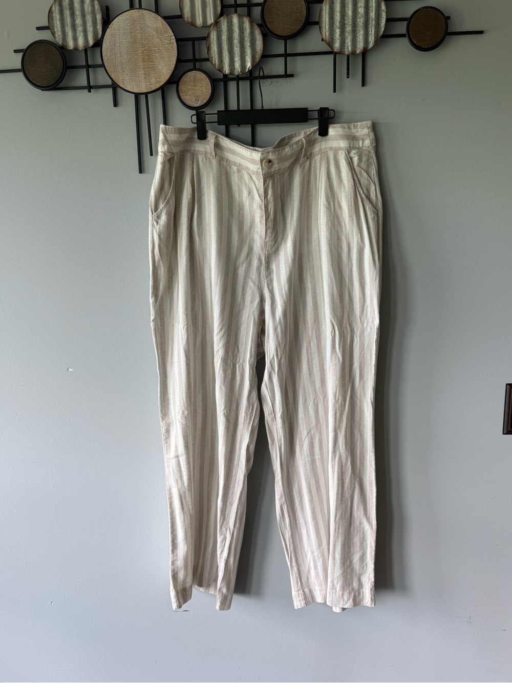 torrid Cream & Mauve Striped Wide Leg Trousers Size 18